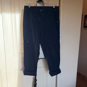 Chico's Dark Navy Cropped Utility Capri Pants